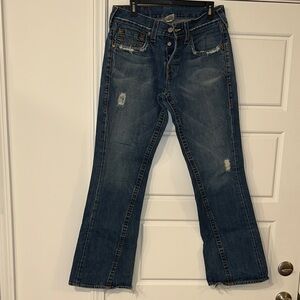 True Religion Men's Bootcut Jeans - Distressed Blue